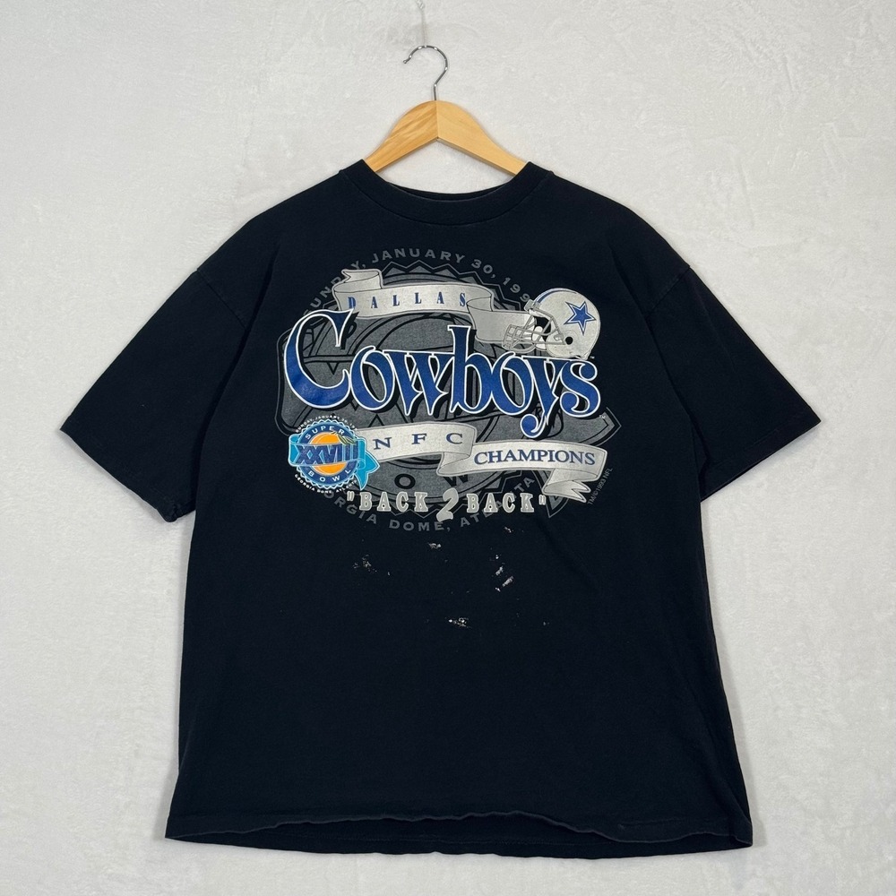 Vintage 1990s‎ Black Dallas Cowboys Super Bowl XXVIII T-Shirt XL
